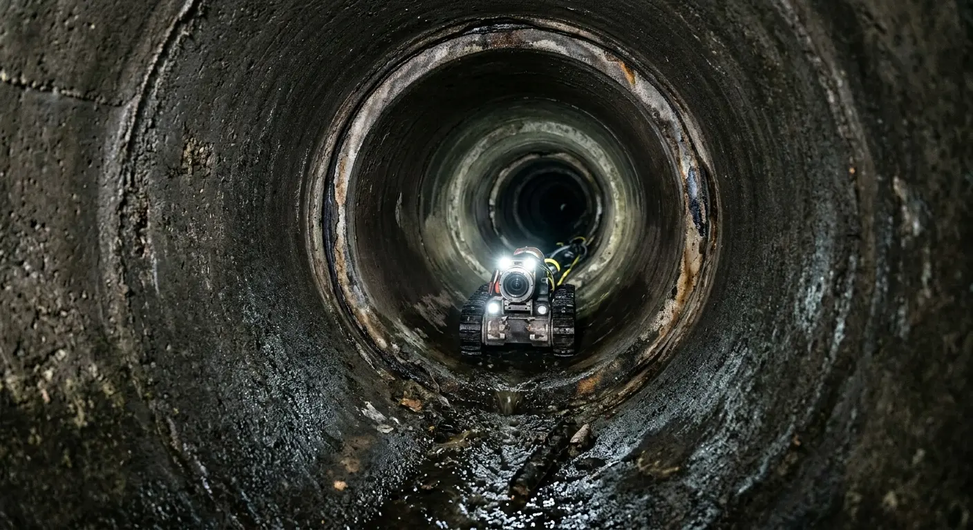 Robotic sewer camera inspecting pipe interior for Drain Snake Service in Chatham